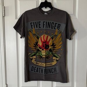 Men's Five Finger Death Punch Tour Tee - Gray with Multicolor Print